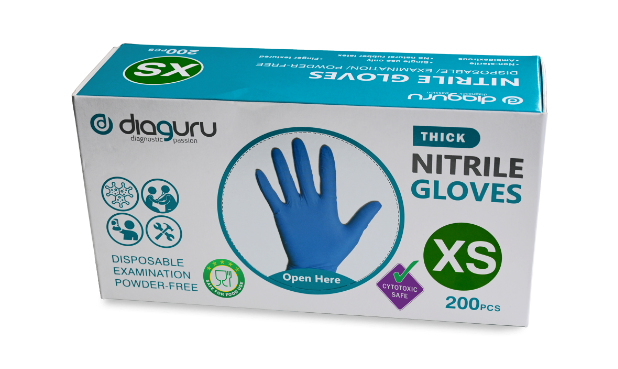 Diaguru Nitrile Examination Gloves Powder-Free Extra Small Box/200